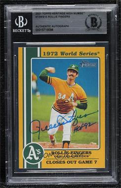 2021 Topps Heritage High Number - 1972 World Series Highlights #72WS-10 - Rollie Fingers [BAS Authentic]