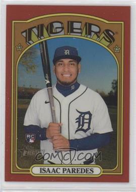 2021 Topps Heritage High Number - [Base] - Chrome Red Border Refractor #601.2 - Isaac Paredes /372