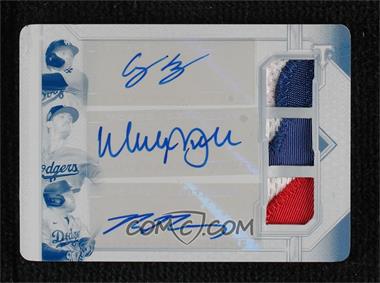 2021 Topps Triple Threads - Autograph Relic Combos - Printing Plate Cyan #ARC-SBM - Corey Seager, Walker Buehler, Max Muncy /1