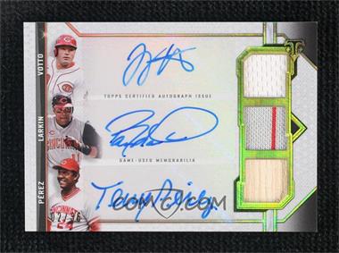 2021 Topps Triple Threads - Autograph Relic Combos #ARC-VLP - Tony Pérez, Barry Larkin, Joey Votto /36