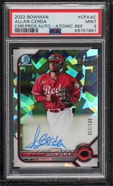 2022 Bowman - Chrome Prospect Autographs - Atomic Refractor #CPA-AC - Allan Cerda /100 [PSA 9 MINT]