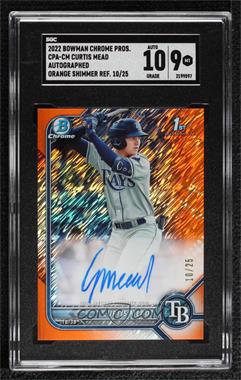 2022 Bowman - Chrome Prospect Autographs - Orange Shimmer Refractor #CPA-CM - Curtis Mead /25 [SGC 9 MINT]