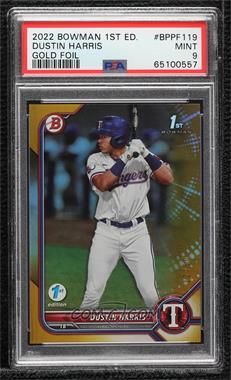 2022 Bowman 1st Edition - [Base] - Gold Foil #BPPF-119 - Dustin Harris /50 [PSA 9 MINT]