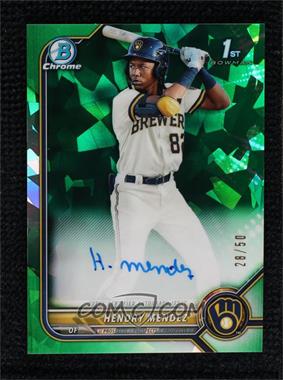 2022 Bowman Sapphire Edition - Chrome Prospects Autograph - Green #BSPA-HM - Hendry Mendez /50