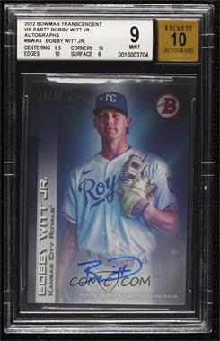 2022 Bowman Transcendent Collection VIP Party - Autographs #BWA-3 - Bobby Witt Jr. /50 [BGS 9 MINT]