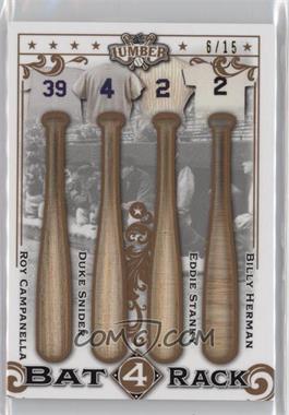 2022 Leaf Lumber - Bat Rack 4 Relics #BR4-04 - Roy Campanella, Duke Snider, Eddie Stanky, Billy Herman /15