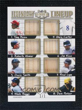 2022 Leaf Lumber - Legendary Lumber Lineup Relics - Gold #LLL-04 - Tony Perez, Roberto Alomar, Ozzie Smith, Wade Boggs, Gary Carter, Jim Rice, Fred Lynn, Dave Parker /1