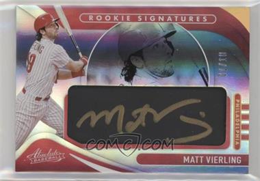 2022 Panini Absolute - Rookie Leather Signatures - Spectrum Gold / Black #117 - Matt Vierling /10