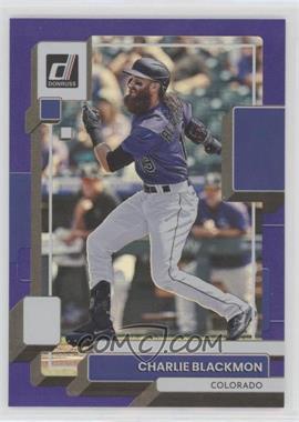 2022 Panini Donruss - [Base] - Holo Purple #98 - Charlie Blackmon