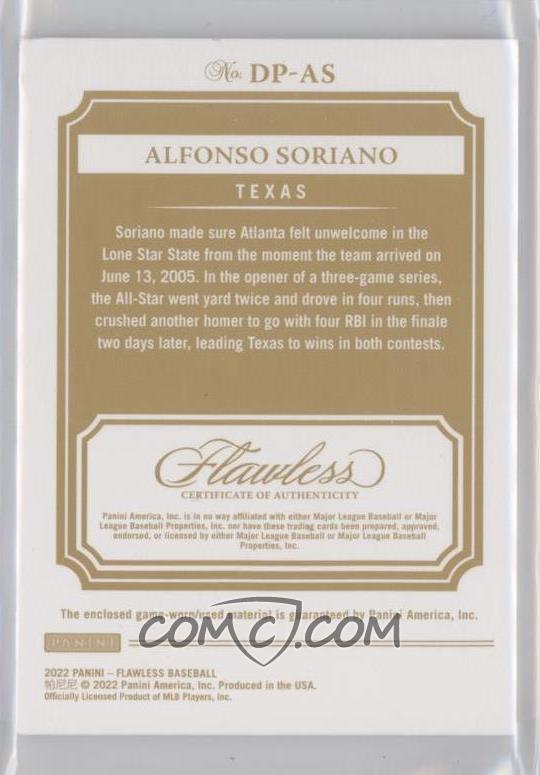 2022 Panini Flawless - Dual Patches - Gold #DP-40 - Alfonso Soriano /5