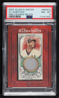 2022 Topps Allen & Ginter - Mini Framed Relics #MFR-CS - CC Sabathia [PSA 8 NM‑MT]