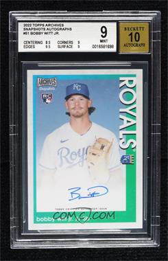 2022 Topps Archives Snapshots - [Base] - Autographs #51 - Bobby Witt Jr. [BGS 9 MINT]