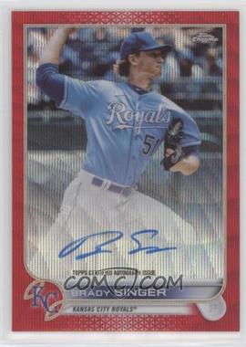 2022 Topps Chrome - Chrome Veteran Autographs - Red Wave Refractor #CVA-BS - Brady Singer /5