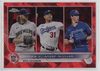 League Leaders - Corbin Burnes, Max Scherzer, Walker Buehler #/5