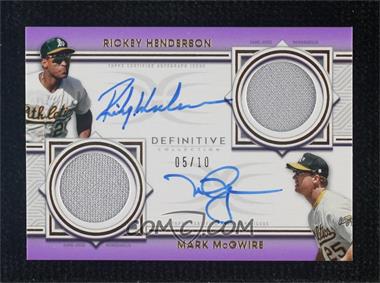 2022 Topps Definitive Collection - Dual Autographed Relic Collection - Purple #DAR-HMC - Rickey Henderson, Mark McGwire /10