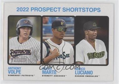 2022 Topps Heritage Minor League Edition - [Base] #185 - Prospect Stars - Marco Luciano, Anthony Volpe, Noelvi Marte