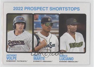 2022 Topps Heritage Minor League Edition - [Base] #185 - Prospect Stars - Marco Luciano, Anthony Volpe, Noelvi Marte