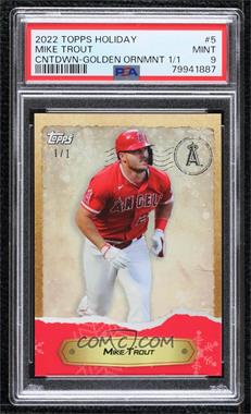 2022 Topps MLB Holiday Countdown Collection - [Base] - Gold Holiday #5 - Mike Trout /1 [PSA 9 MINT]