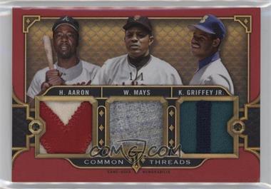 2022 Topps Triple Threads - Common Threads Three-Player Triple Relics - Ruby #CTTR-MAG - Hank Aaron, Willie Mays, Ken Griffey Jr. /1