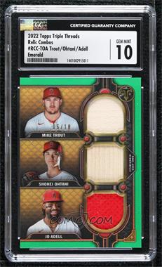 2022 Topps Triple Threads - Triple Threads Relic Combos - Emerald #RCC-TOA - Jo Adell, Mike Trout, Shohei Ohtani /18 [CGC 10 Gem Mint]