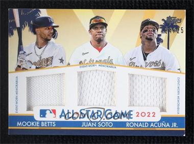 2022 Topps Update Series - All-Star Stitches Triple Relics #ASST-BSA - Mookie Betts, Juan Soto, Ronald Acuña Jr. /25