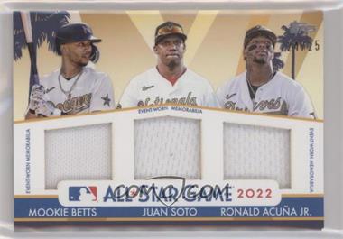 2022 Topps Update Series - All-Star Stitches Triple Relics #ASST-BSA - Mookie Betts, Juan Soto, Ronald Acuña Jr. /25