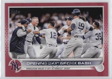 2022 Topps Update Series - [Base] - Mother's Day Hot Pink #US45 - Veteran Combos - Opening Day Bronx Bash (Donaldson Walks It Off In Yankees Debut) /50