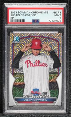 2023 Bowman - Chrome Prospects - Mega Box Mojo Refractor #BCP-3.2 - Image Variation - Justin Crawford (Print Error) [PSA 9 MINT]