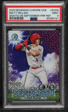 2023 Bowman - Sights on September - Mega Box Purple Mojo Refractor #SOS-8 - Matt McLAIN /250 [PSA 9 MINT]