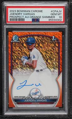 2023 Bowman Chrome - Prospect Autographs - Orange Shimmer Refractor #CPA-JV - Joendry Vargas /25 [PSA 10 GEM MT]