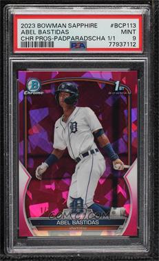 2023 Bowman Sapphire Edition - Chrome Prospects - Padparadscha #BCP-113 - Abel Bastidas /1 [PSA 9 MINT]