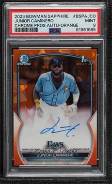 2023 Bowman Sapphire Edition - Chrome Prospects Autographs - Orange #BSPA-JCO - Junior Caminero /25 [PSA 9 MINT]