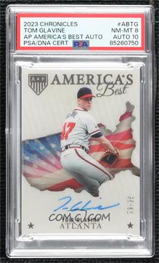 2023 Panini Chronicles - America's Pastime America's Best Autographs - Gold #AB-TG - Tom Glavine /15 [PSA 8 NM‑MT]