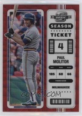 2023 Panini Chronicles - Contenders Optic Season Ticket - Red Wave Prizm #1 - Paul Molitor /199