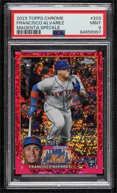 2023 Topps Chrome - [Base] - Magenta Speckle Refractor #203 - Francisco Álvarez /350 [PSA 9 MINT]