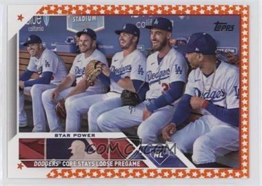 2023 Topps Complete Set - [Base] - Fanatics Orange Star #113 - Checklist - Star Power (Dodgers Core Stays Loose Pregame) /99