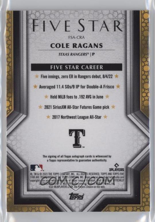 2023 Topps Five Star - Autographs #FSA-CRA - Cole Ragans