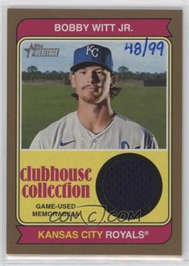 2023 Topps Heritage - Clubhouse Collection Relics - Gold #CCR-BW - Bobby Witt Jr. /99