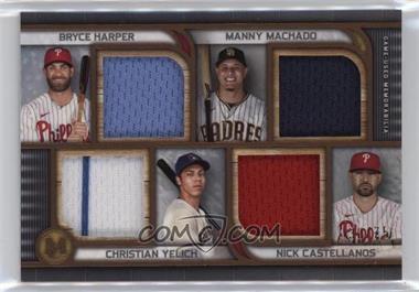 2023 Topps Museum Collection - Four-Player Primary Pieces Quad Relics - Gold #FPQR-HMYC - Christian Yelich, Manny Machado, Bryce Harper, Nick Castellanos /25