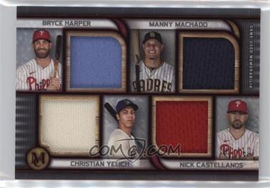2023 Topps Museum Collection - Four-Player Primary Pieces Quad Relics - Ruby #FPQR-HMYC - Christian Yelich, Manny Machado, Bryce Harper, Nick Castellanos /10