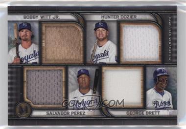 2023 Topps Museum Collection - Four-Player Primary Pieces Quad Relics #FPQR-WDPB - George Brett, Salvador Perez, Hunter Dozier, Bobby Witt Jr. /99