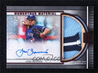 2023 Topps Museum Collection - Momentous Material Jumbo Patch Autographs - Ruby #MMJPA-JBE - José Berríos /5