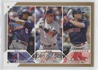 League Leaders - Luis Arraez, Aaron Judge, Xander Bogaerts #/2,023