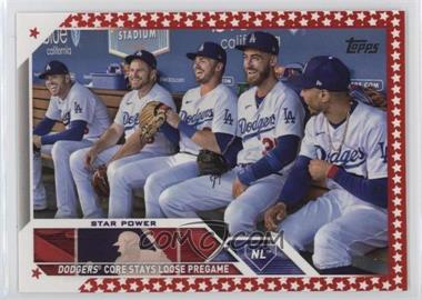 2023 Topps Series 1 - [Base] - Independence Day #113 - Checklist - Star Power (Dodgers Core Stays Loose Pregame) /76