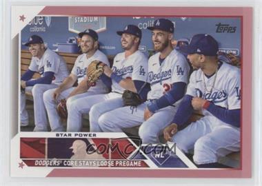 2023 Topps Series 1 - [Base] - Mother's Day Hot Pink #113 - Checklist - Star Power (Dodgers Core Stays Loose Pregame) /50