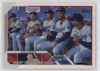 2023 Topps Series 1 - [Base] - Rainbow Foil #113 - Checklist - Star Power (Dodgers Core Stays Loose Pregame)