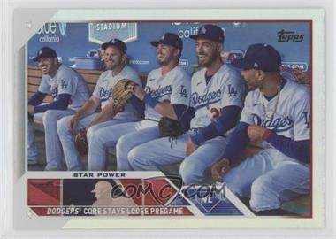 2023 Topps Series 1 - [Base] - Rainbow Foil #113 - Checklist - Star Power (Dodgers Core Stays Loose Pregame)