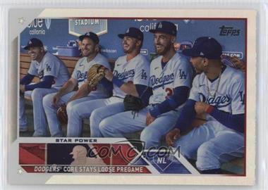 2023 Topps Series 1 - [Base] - Rainbow Foil #113 - Checklist - Star Power (Dodgers Core Stays Loose Pregame)