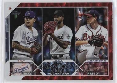 2023 Topps Series 1 - [Base] - Red Foil #211 - League Leaders - Max Fried, Sandy Alcantara, Julio Urías /199