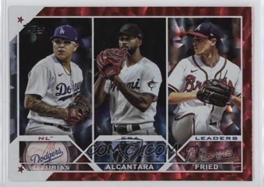 2023 Topps Series 1 - [Base] - Red Foil #211 - League Leaders - Max Fried, Sandy Alcantara, Julio Urías /199